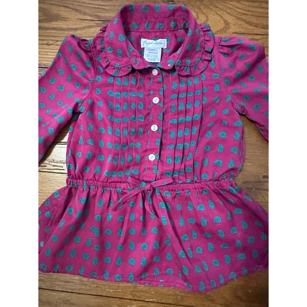 ralph lauren paisley dress with pleats baby girl 9 mos
